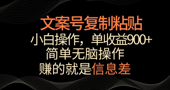 文案号掘金，简单复制粘贴，小白操作，单作品收益900+【揭秘】-一点通资源网