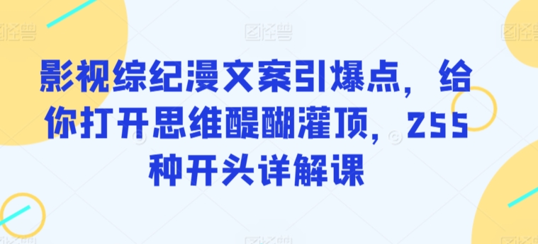 影视综纪漫文案引爆点，给你打开思维醍醐灌顶，255种开头详解课-一点通资源网