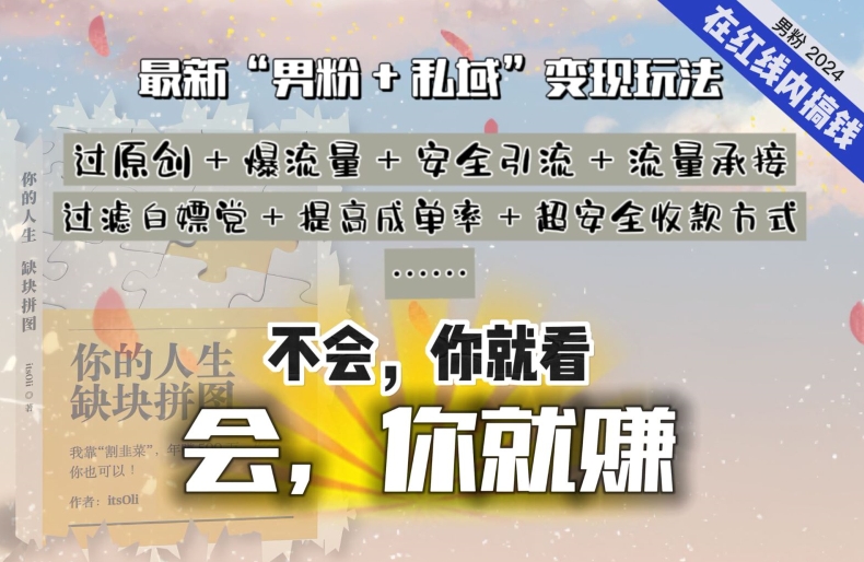 2024，“男粉+私域”还是最耐造、最赚、最轻松、最愉快的变现方式【揭秘】-一点通资源网