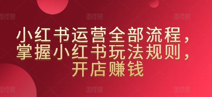 小红书运营全部流程，掌握小红书玩法规则，开店赚钱-一点通资源网