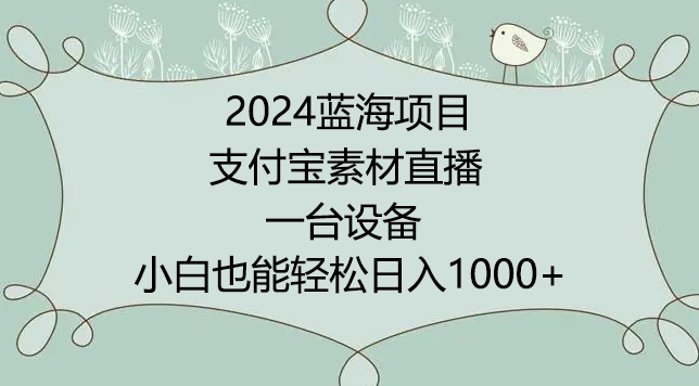 2024年蓝海项目，支付宝素材直播，无需出境，小白也能日入1000+ ，实操教程【揭秘】-一点通资源网