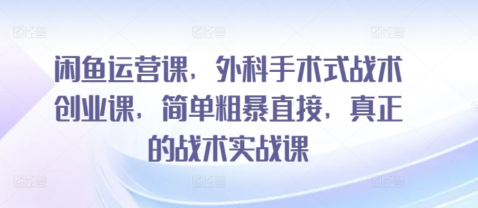 闲鱼运营课，外科手术式战术创业课，简单粗暴直接，真正的战术实战课-一点通资源网