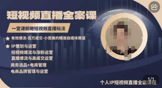 高品质IP短视频直播全案课程，一堂课俯瞰短视频直播玩法-一点通资源网