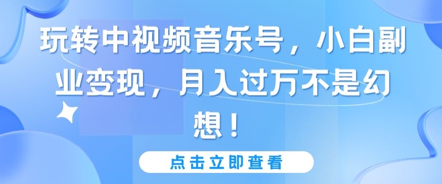 玩转中视频音乐号，小白副业变现，月入过万不是幻想【揭秘】-一点通资源网