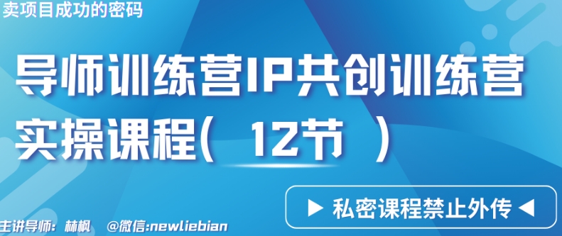 导师训练营3.0IP共创训练营私密实操课程（12节）-卖项目的密码成功秘诀【揭秘】-一点通资源网