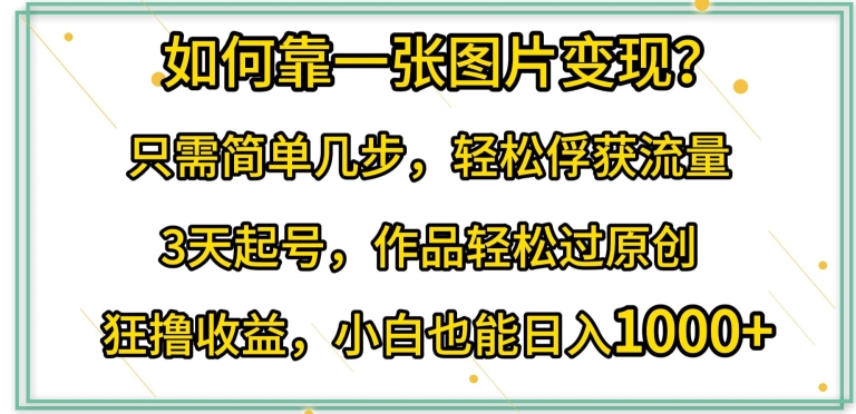 如何靠一张图片变现?只需简单几步，轻松俘获流量，3天起号，作品轻松过原创【揭秘】-一点通资源网