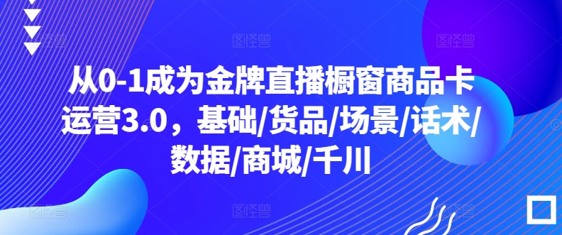 从0-1成为金牌直播橱窗商品卡运营3.0，基础/货品/场景/话术/数据/商城/千川-一点通资源网