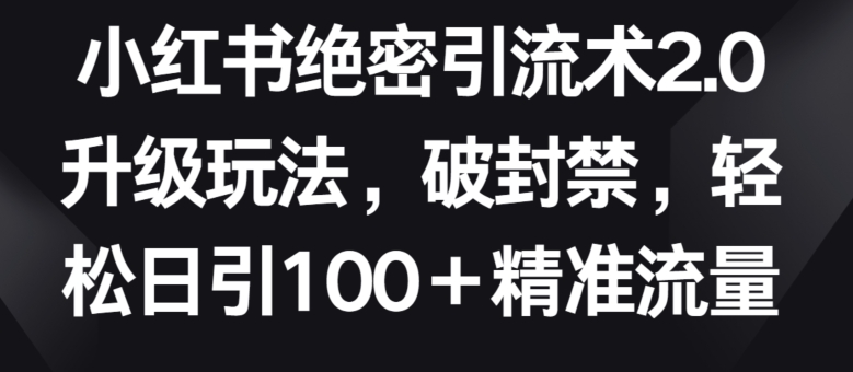 小红书绝密引流术2.0升级玩法，破封禁，轻松日引100+精准流量【揭秘】-一点通资源网
