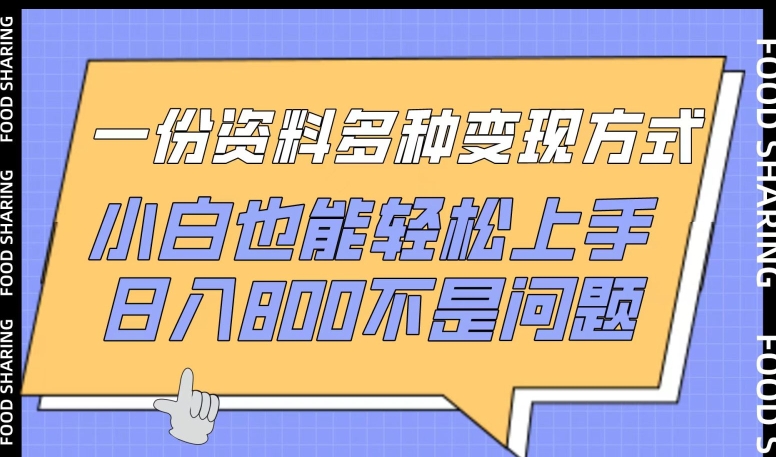 一份资料多种变现方式，小白也能轻松上手，日入800不是问题【揭秘】-一点通资源网