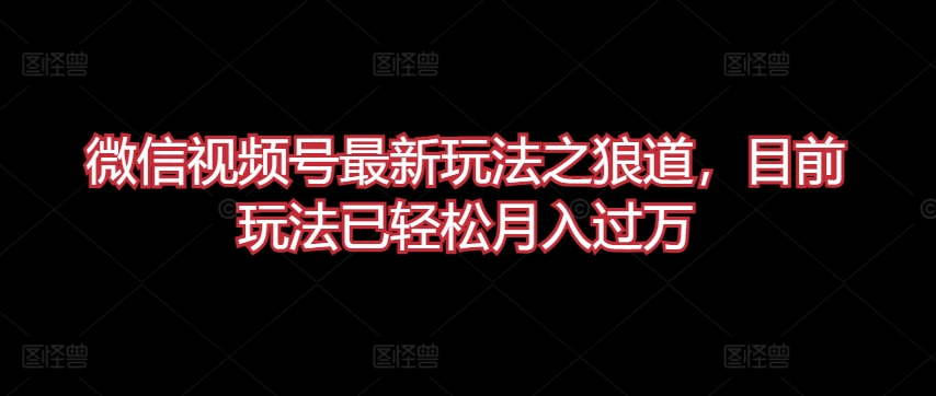 微信视频号最新玩法之狼道，目前玩法已轻松月入过万【揭秘】-一点通资源网