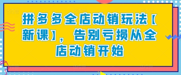 拼多多全店动销玩法【新课】，告别亏损从全店动销开始-一点通资源网