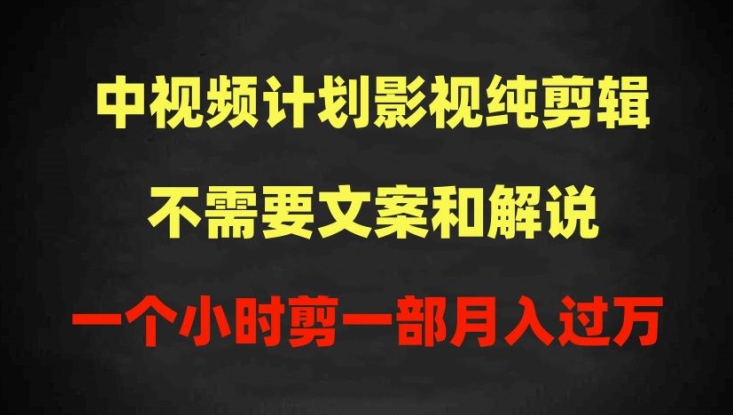 中视频计划影视纯剪辑，不需要文案和解说，一个小时剪一部，100%过原创月入过万【揭秘】-一点通资源网
