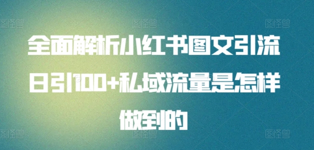 全面解析小红书图文引流日引100+私域流量是怎样做到的【揭秘】-一点通资源网