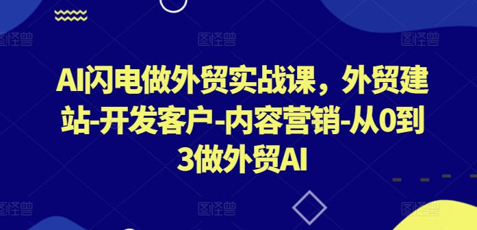 AI闪电做外贸实战课，​外贸建站-开发客户-内容营销-从0到3做外贸AI-一点通资源网