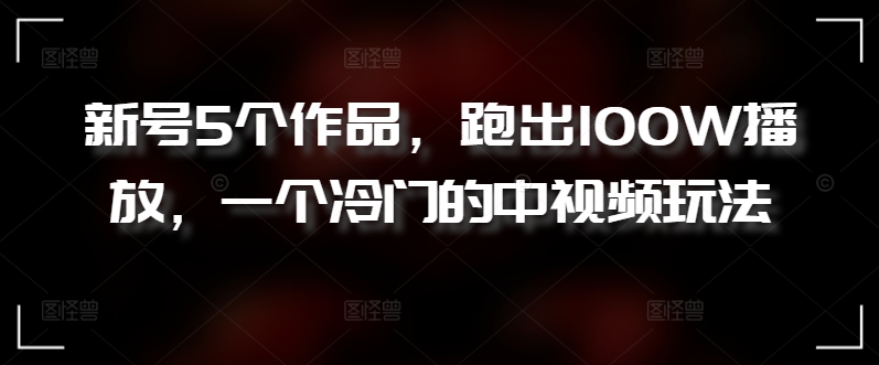 新号5个作品，跑出100W播放，一个冷门的中视频玩法【揭秘】-一点通资源网