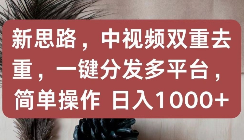 新思路，中视频双重去重，一键分发多平台，简单操作，日入1000+【揭秘】-一点通资源网