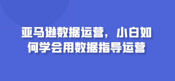 亚马逊数据运营，小白如何学会用数据指导运营-一点通资源网