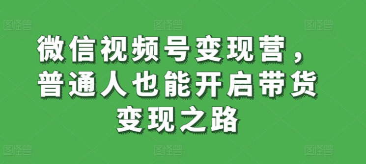 微信视频号变现营，普通人也能开启带货变现之路-一点通资源网