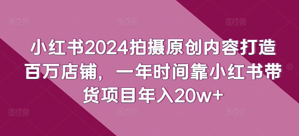 小红书2024拍摄原创内容打造百万店铺，一年时间靠小红书带货项目年入20w+-一点通资源网