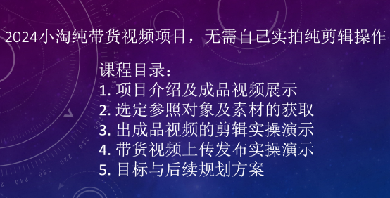 2024小淘纯带货视频项目，无需自己实拍纯剪辑操作-一点通资源网
