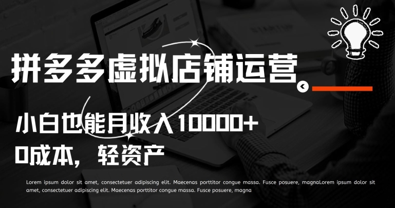 拼多多虚拟店铺运营小白也能月收入10000+【揭秘】-一点通资源网