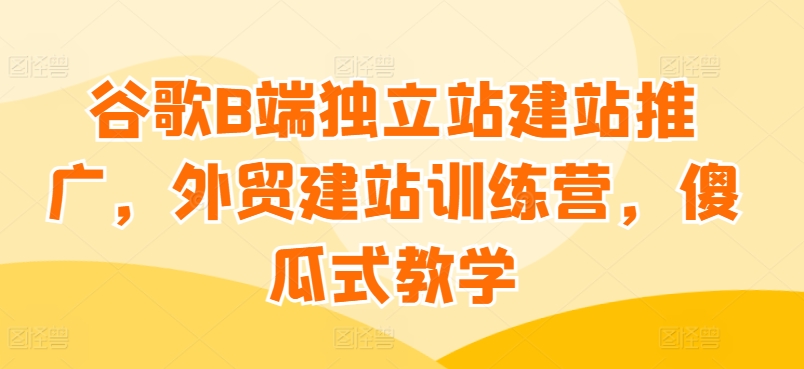 谷歌B端独立站建站推广，外贸建站训练营，傻瓜式教学-一点通资源网