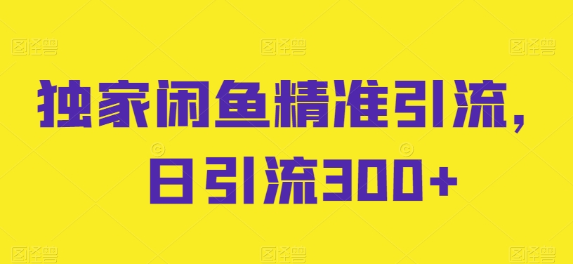独家闲鱼精准引流，日引流300+【揭秘】-一点通资源网