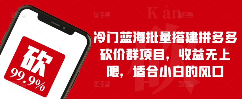 冷门蓝海批量搭建拼多多砍价群项目，收益无上限，适合小白的风口【揭秘】-一点通资源网