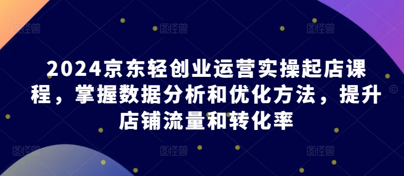 2024京东轻创业运营实操起店课程，掌握数据分析和优化方法，提升店铺流量和转化率-一点通资源网