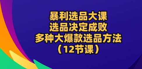 暴利选品大课：选品决定成败，教你多种大爆款选品方法(12节课)-一点通资源网