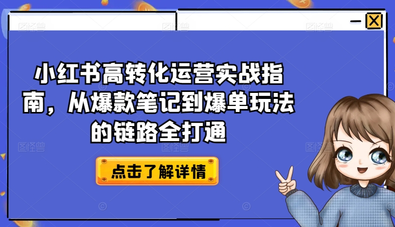 小红书高转化运营实战指南，从爆款笔记到爆单玩法的链路全打通-一点通资源网