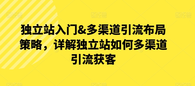 独立站入门&多渠道引流布局策略，详解独立站如何多渠道引流获客-一点通资源网