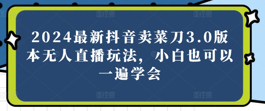2024最新抖音卖菜刀3.0版本无人直播玩法，小白也可以一遍学会【揭秘】-一点通资源网