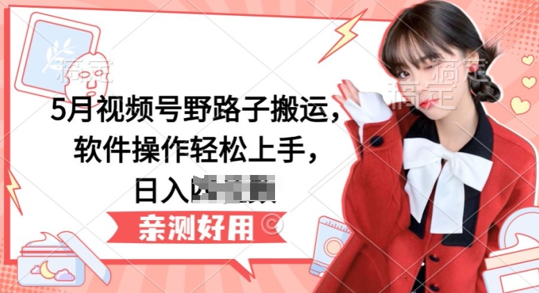 5月视频号野路子搬运，软件操作轻松上手，日入三位数【揭秘】-一点通资源网