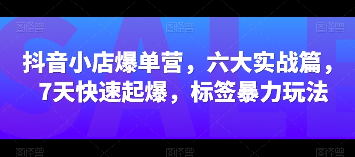 抖音小店爆单营，六大实战篇，7天快速起爆，标签暴力玩法-一点通资源网