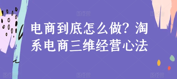 电商到底怎么做？淘系电商三维经营心法-一点通资源网
