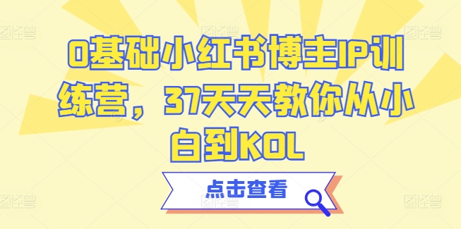 0基础小红书博主IP训练营，37天天教你从小白到KOL-一点通资源网