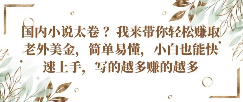 国内小说太卷 ?带你轻松赚取老外美金，简单易懂，小白也能快速上手，写的越多赚的越多【揭秘】-一点通资源网