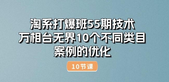 淘系打爆班55期技术：万相台无界10个不同类目案例的优化(10节)-一点通资源网