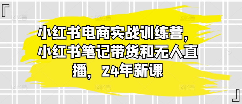 小红书电商实战训练营，小红书笔记带货和无人直播，24年新课-一点通资源网