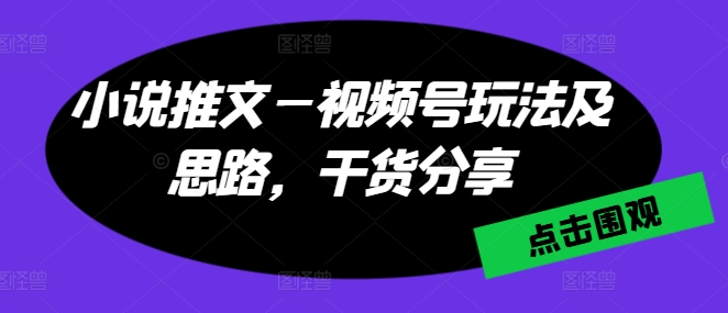 小说推文—视频号玩法及思路，干货分享-一点通资源网