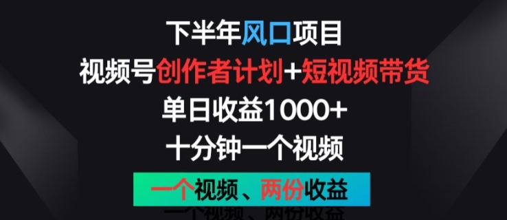 下半年风口项目，视频号创作者计划+视频带货，一个视频两份收益，十分钟一个视频【揭秘】-一点通资源网