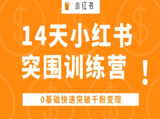 14天小红书突围训练营 ，0基础快速突破千粉变现-一点通资源网