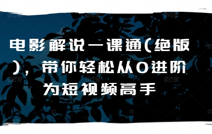 电影解说一课通(绝版)，带你轻松从0进阶为短视频高手-一点通资源网