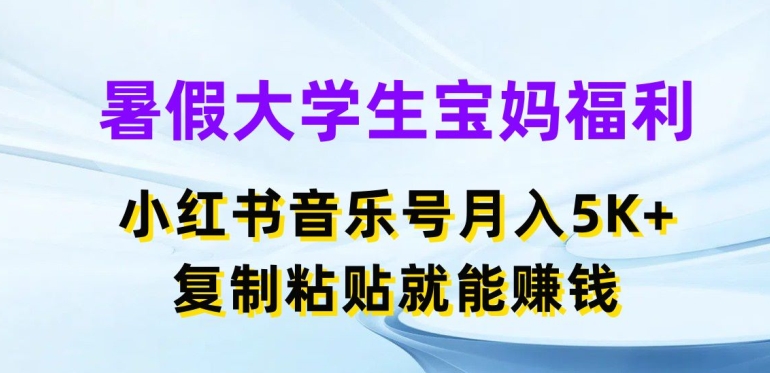 暑假大学生宝妈福利，小红书音乐号月入5000+，复制粘贴就能赚钱【揭秘】-一点通资源网