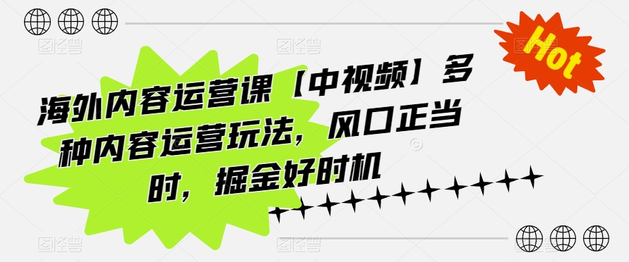 海外内容运营课【中视频】多种内容运营玩法，风口正当时，掘金好时机-一点通资源网