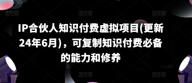 IP合伙人知识付费虚拟项目(更新24年6月)，可复制知识付费必备的能力和修养-一点通资源网