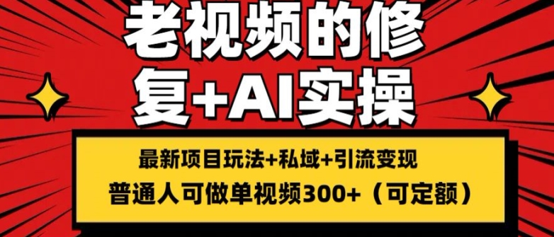 修复老视频的玩法，搬砖+引流的变现(可持久)，单条收益300+【揭秘】-一点通资源网