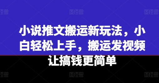 小说推文搬运新玩法，小白轻松上手，搬运发视频让搞钱更简单-一点通资源网