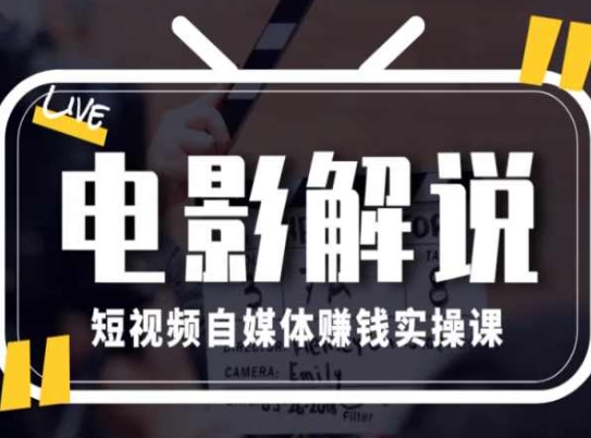 电影解说短视频自媒体赚钱实操课，教你做电影解说短视频，月赚1万-一点通资源网